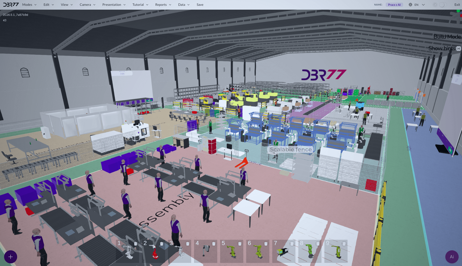 Animated process flow in a digital facility